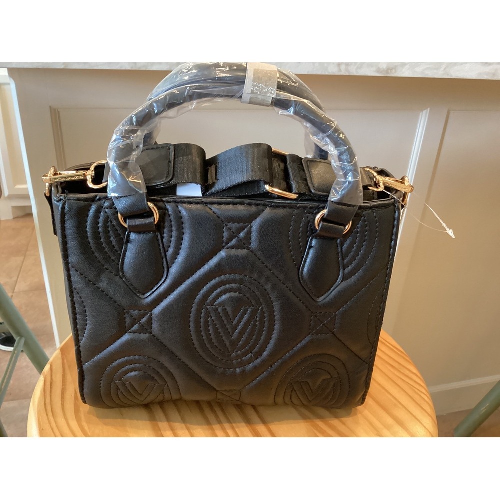 VALENTINO ORLANDI‎ Black Quilted Satchel Top Handle Crossbody Purse New V-2012 - Picture 3 of 8